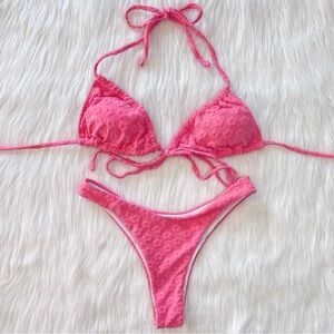 Pink flowers bikini set